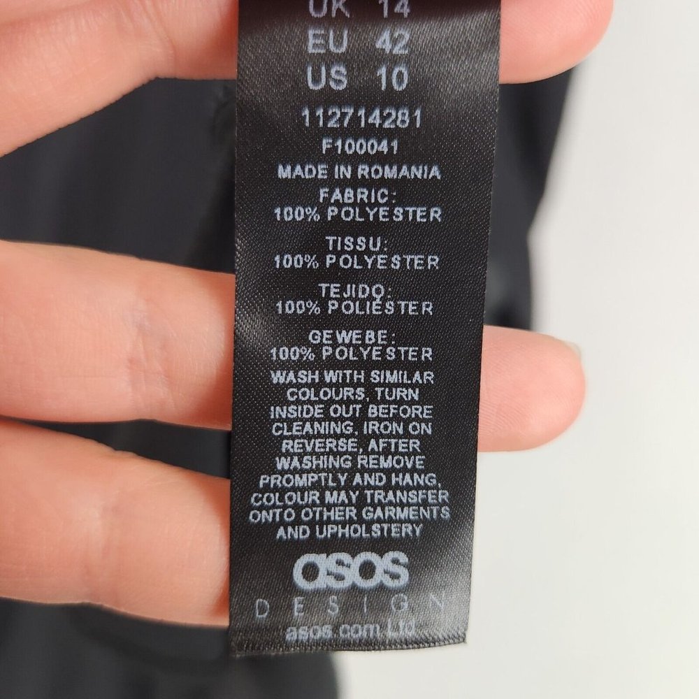 ASOS Dress Womens 10 Black Design A Line Keyhole Front Midi Tea High Neck NEW - Picture 11 of 15